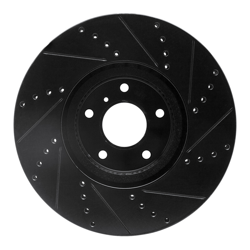 Infiniti Q60 Brake Rotor (1) - Front Left - R1 Concepts - Drilled & Slotted - Black - `07-`15